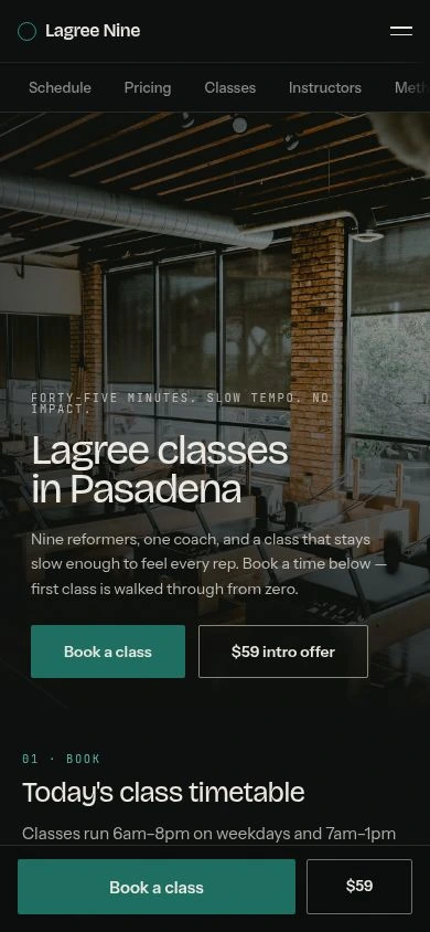 Modern studio website on mobile